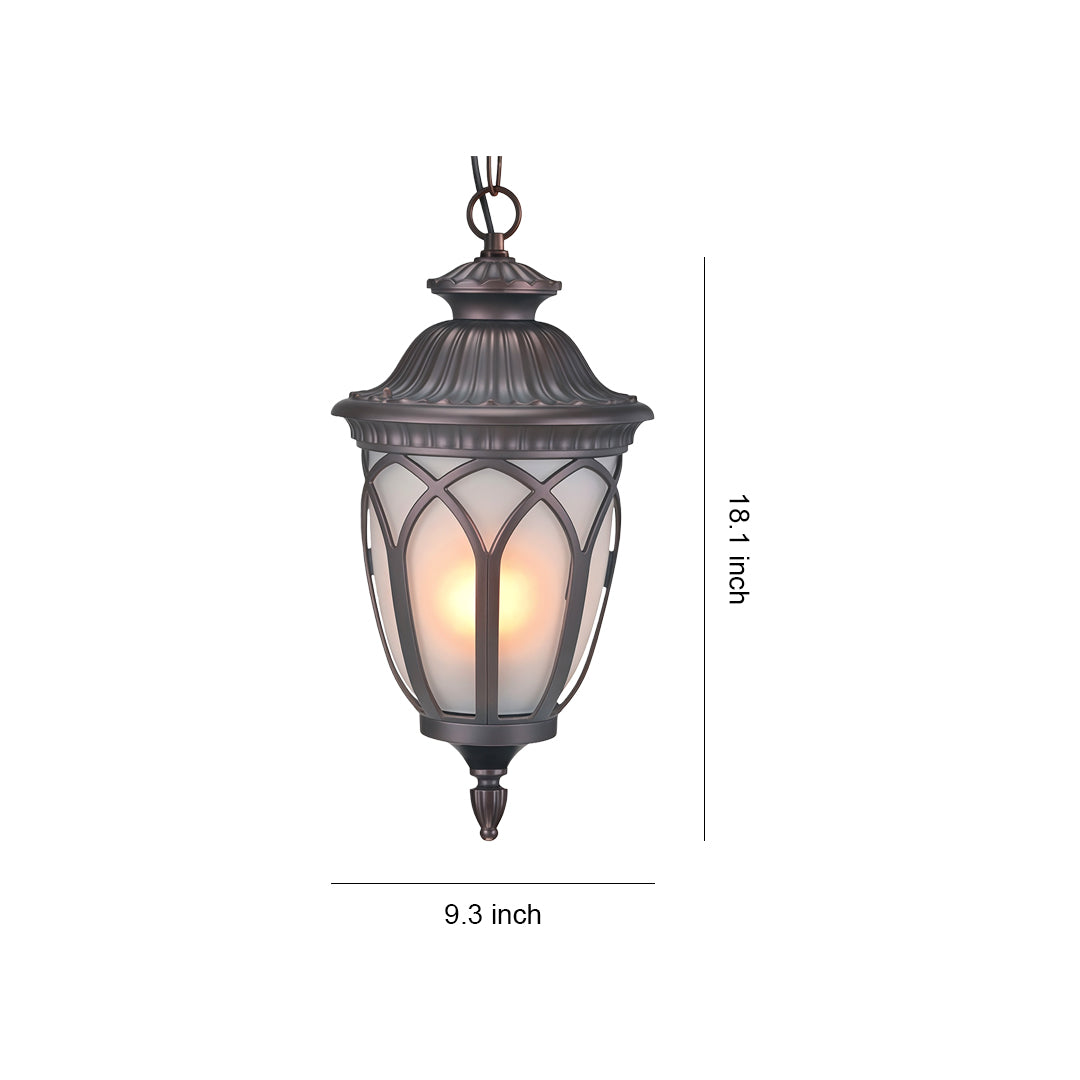 Pendant outdoor light dimensions and installation guide, classic vintage design illustration