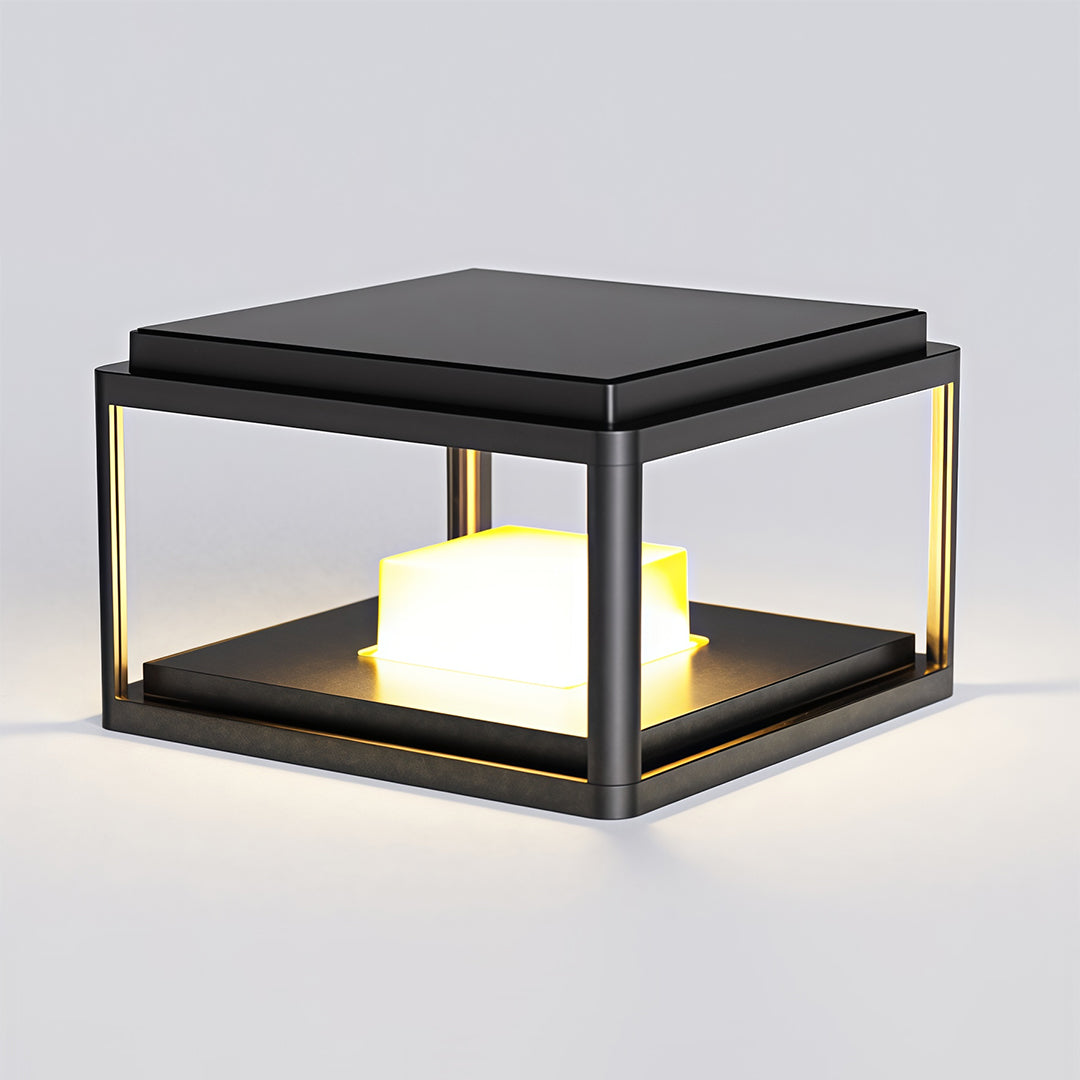 Pillar gate light in a nighttime setting, showcasing the warm and cozy illumination.