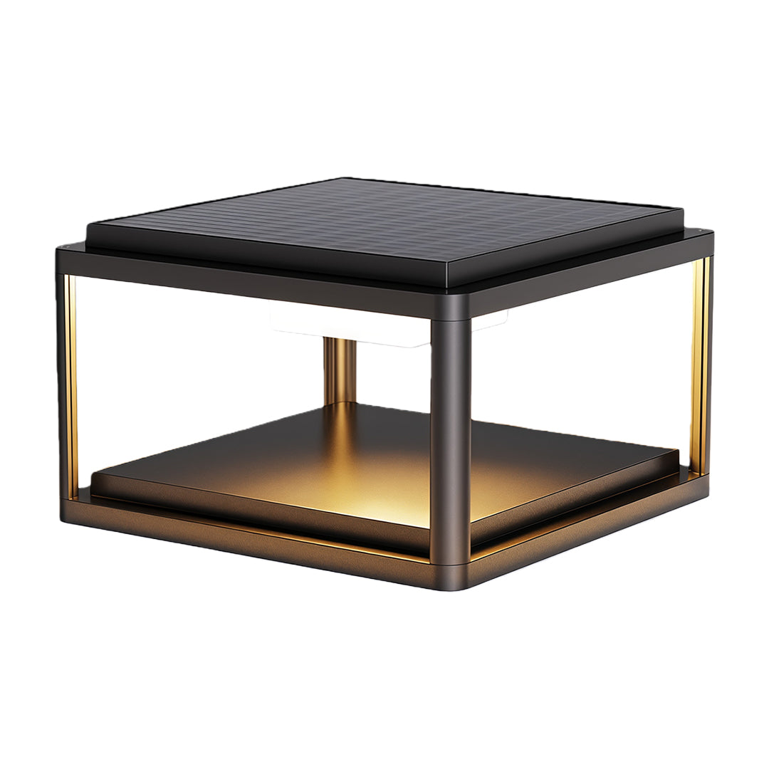 Pillar gate light along a pathway near a modern house, offering stylish and functional lighting.