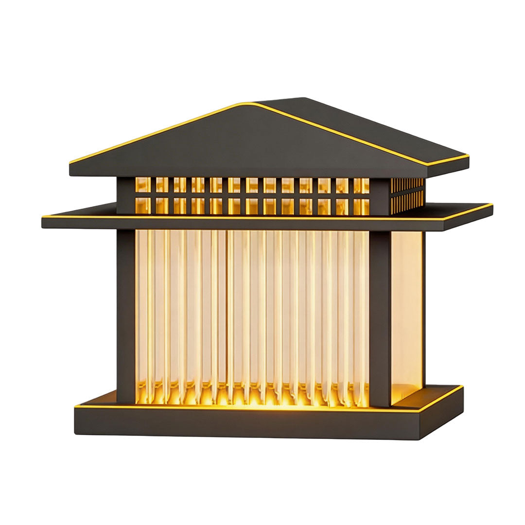 Pillar lamp light with a classic design, featuring a black frame and soft illumination.