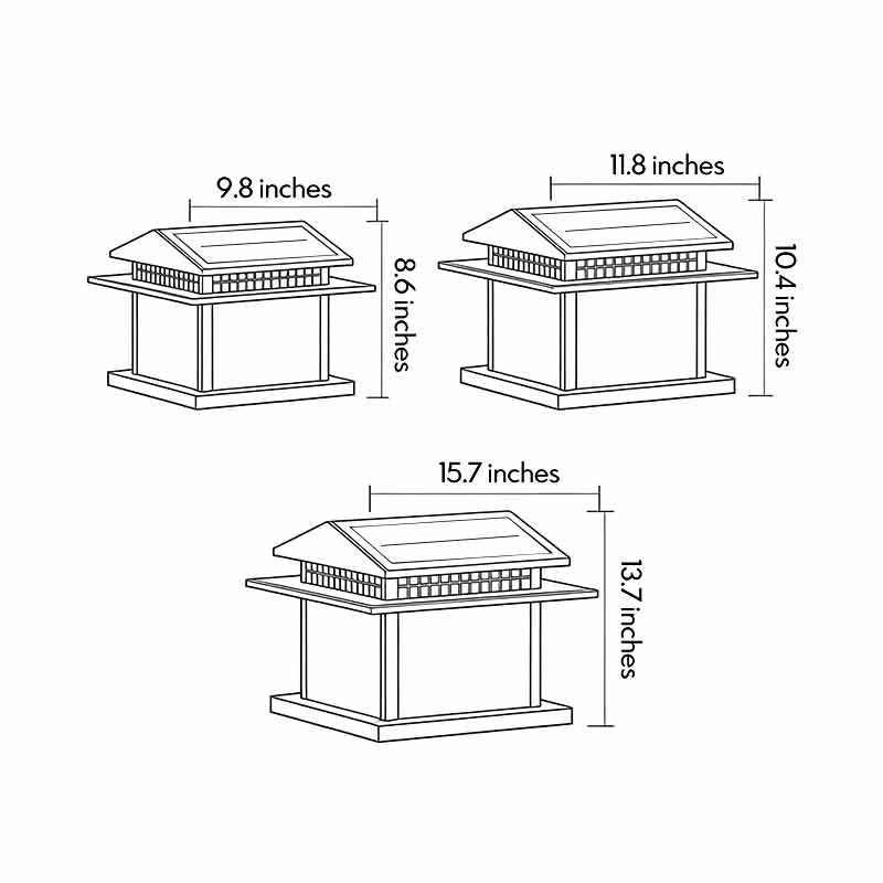 Technical diagram of a pillar lamp light showing dimensions and structural details.