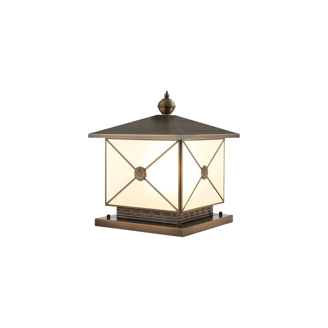 Decorative pillar light solar with premium bronze finish and soft ambient illumination.