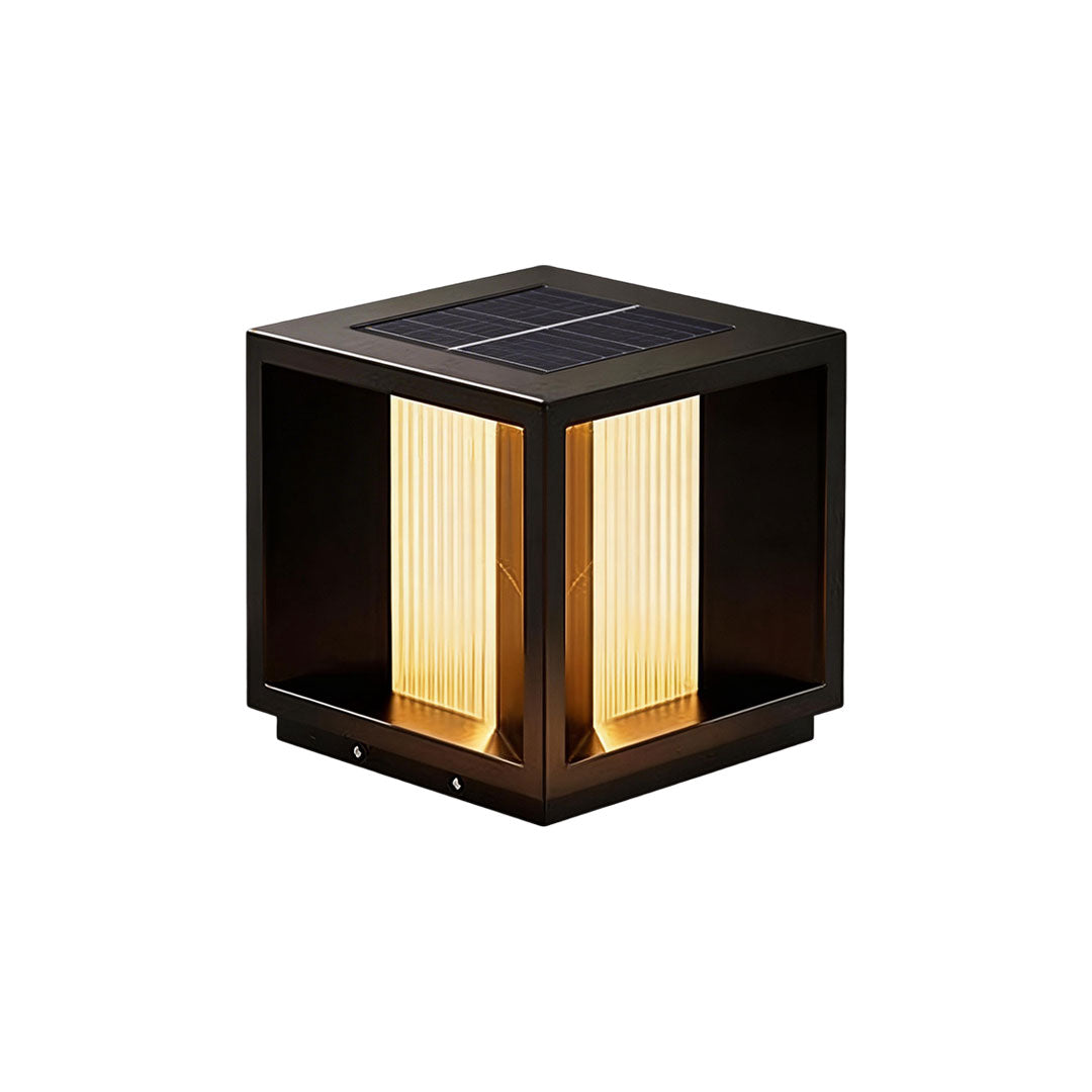 Pillar lighting with a black finish and illuminated sides for residential entrances.