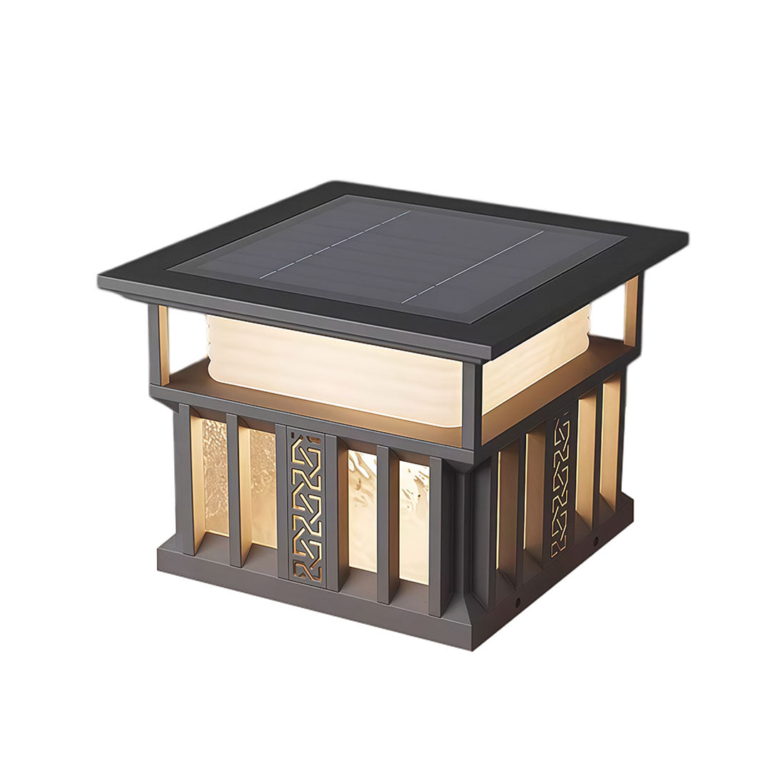Pillar lights for house with a classic design and warm light, enhancing outdoor aesthetics.