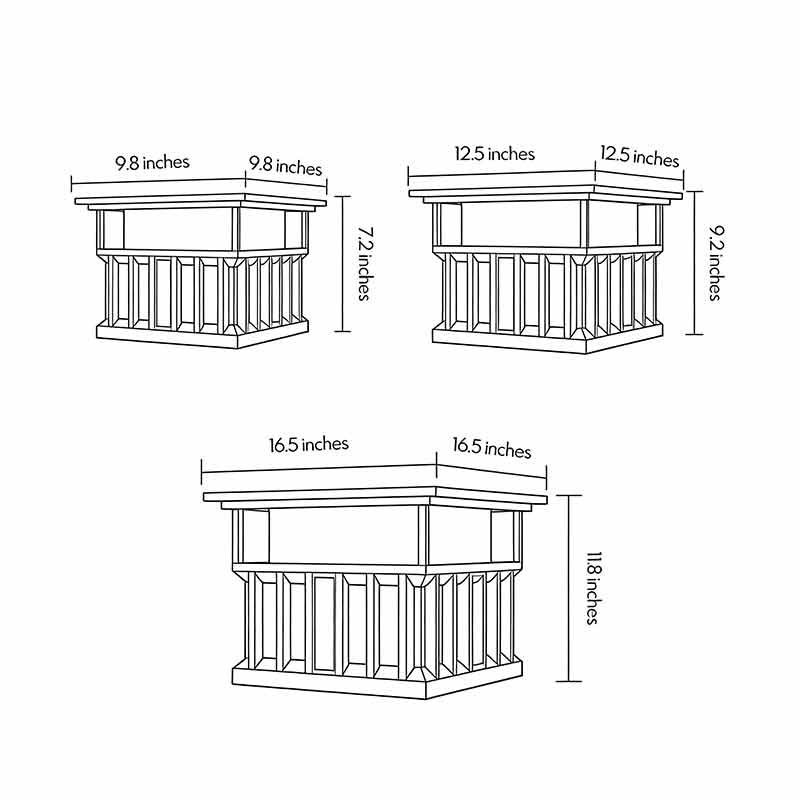 Technical diagram of pillar lights for house showing dimensions and structural details.