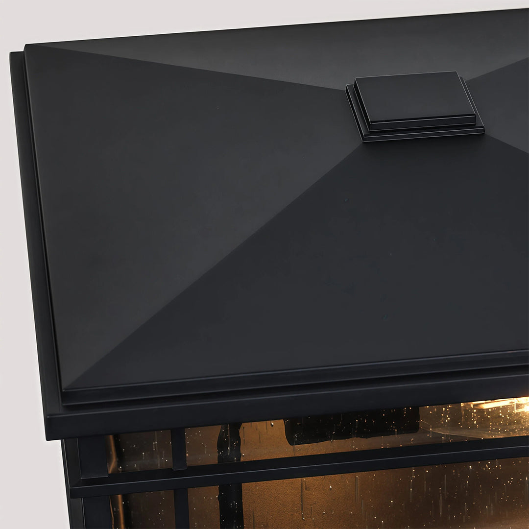 Low-profile pillar lights outdoor cap light showing installation detail on black post top