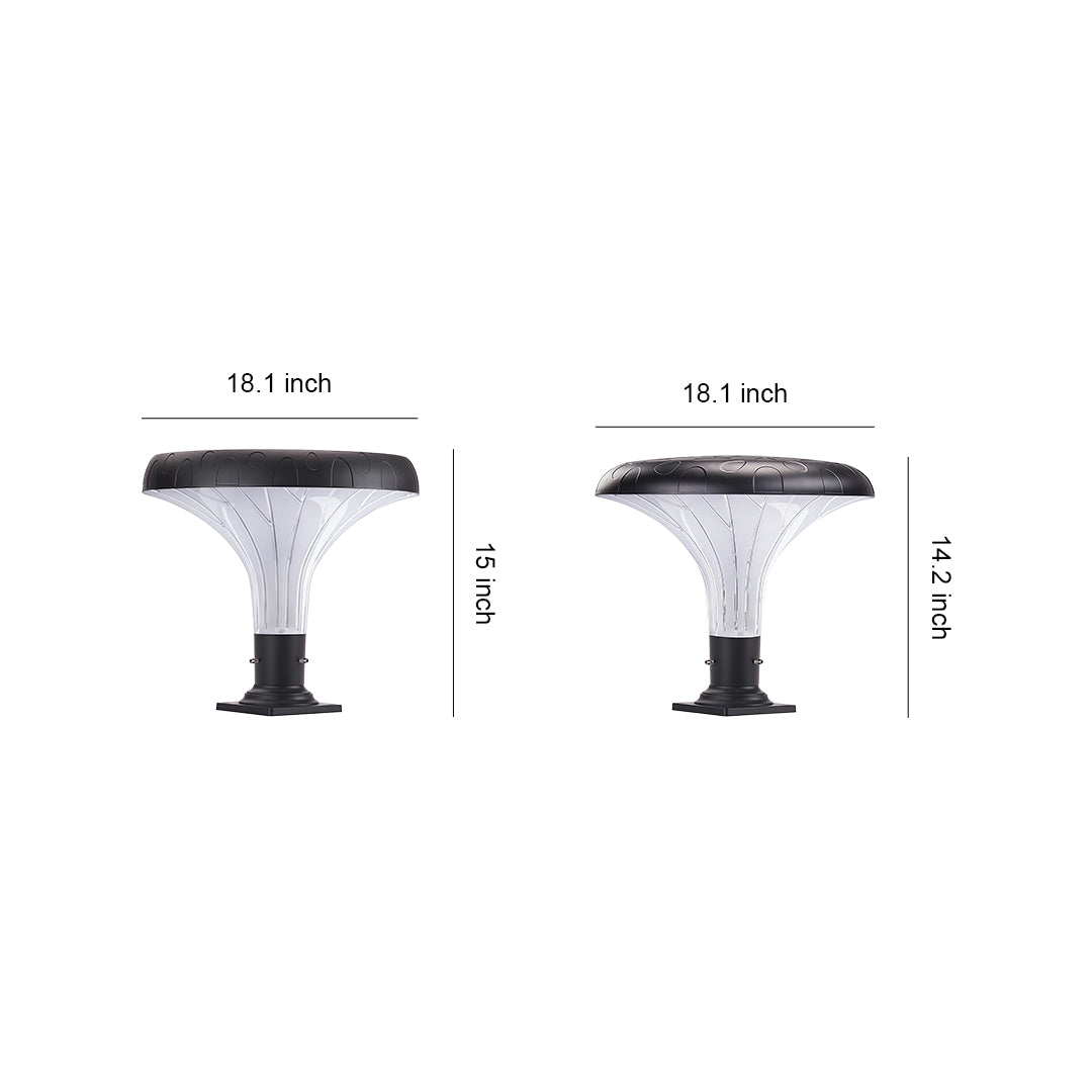 Pillar outdoor light placed along a residential fence, adding elegance to the landscape.