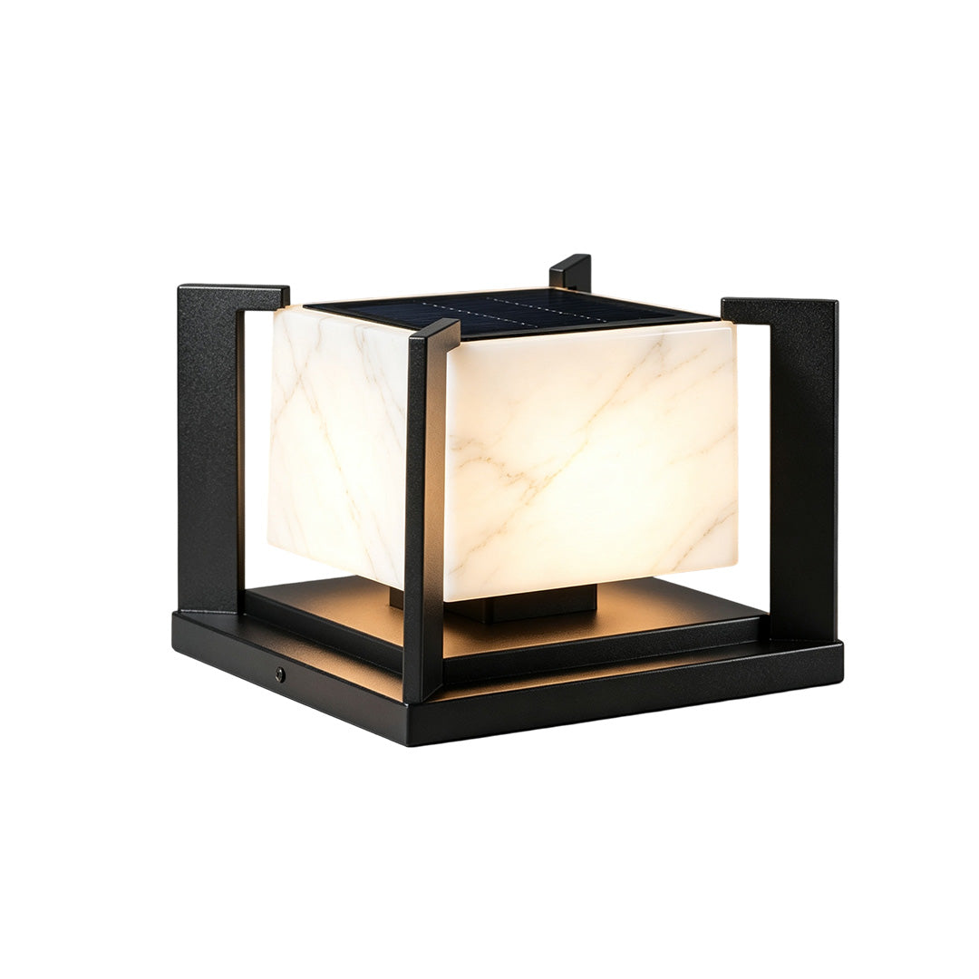 Pillar solar garden lights providing energy-efficient illumination for pathways, gardens, and outdoor spaces