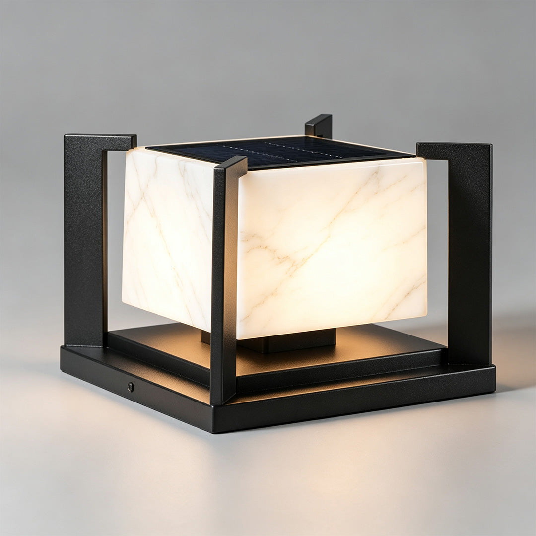 Pillar solar garden lights providing energy-efficient illumination for pathways, gardens, and outdoor spaces