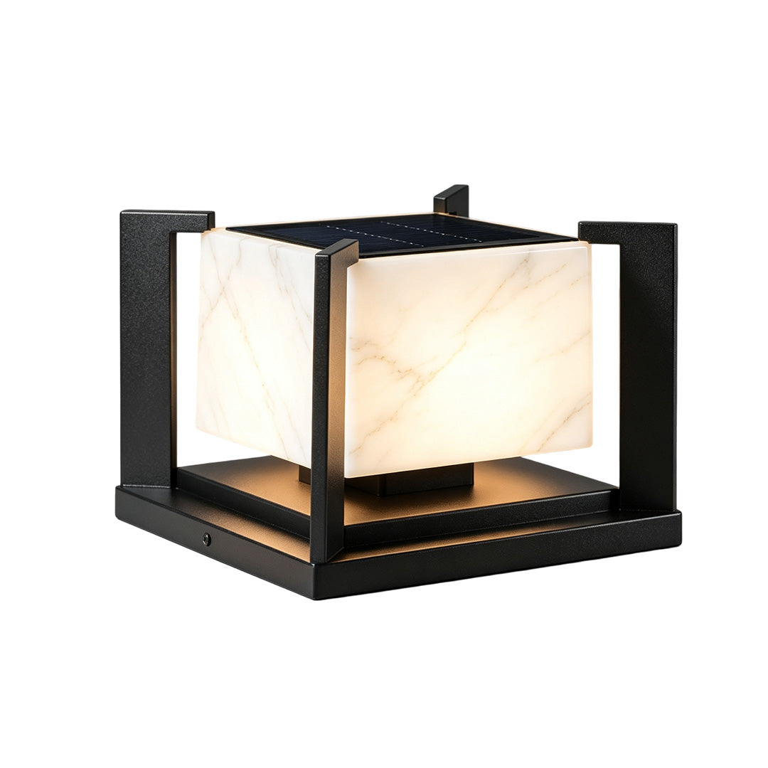 Pillar solar garden lights providing energy-efficient illumination for pathways, gardens, and outdoor spaces
