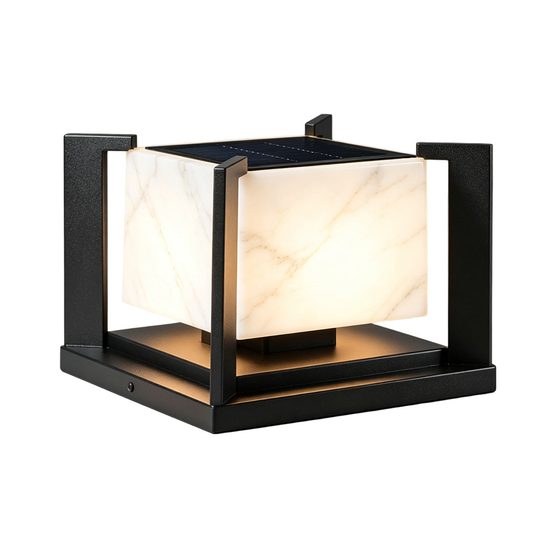 Pillar solar garden lights providing energy-efficient illumination for pathways, gardens, and outdoor spaces