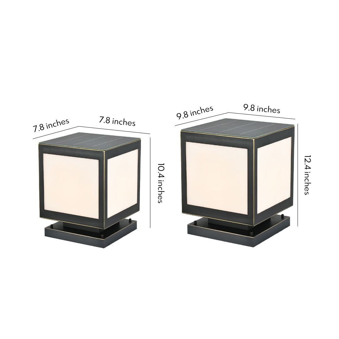 Technical diagram of pillar solar light, showcasing its compact and energy-efficient design.