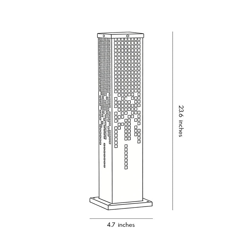 Technical diagram showing dimensions and structure of pixel bollard lamp models.