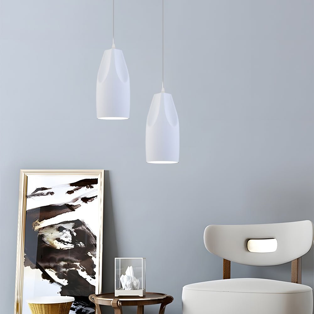 Pleat Box LED Pendant Light 1 - Light Black/White Aluminum Hanging Lamp