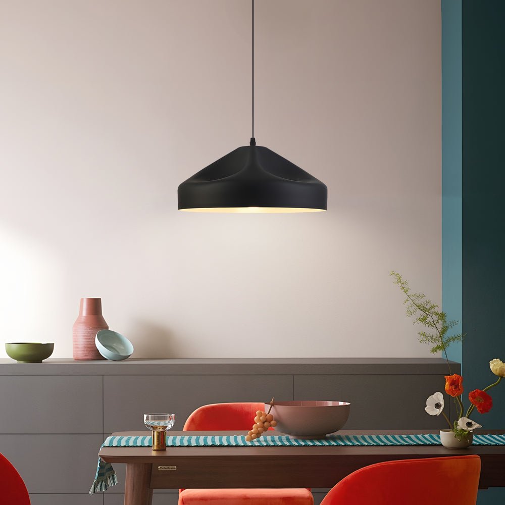 Pleat Box LED Pendant Light 1 - Light Black/White Aluminum Hanging Lamp