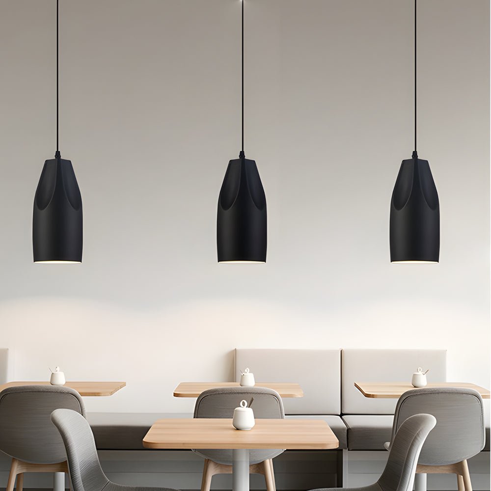 Pleat Box LED Pendant Light 1 - Light Black/White Aluminum Hanging Lamp