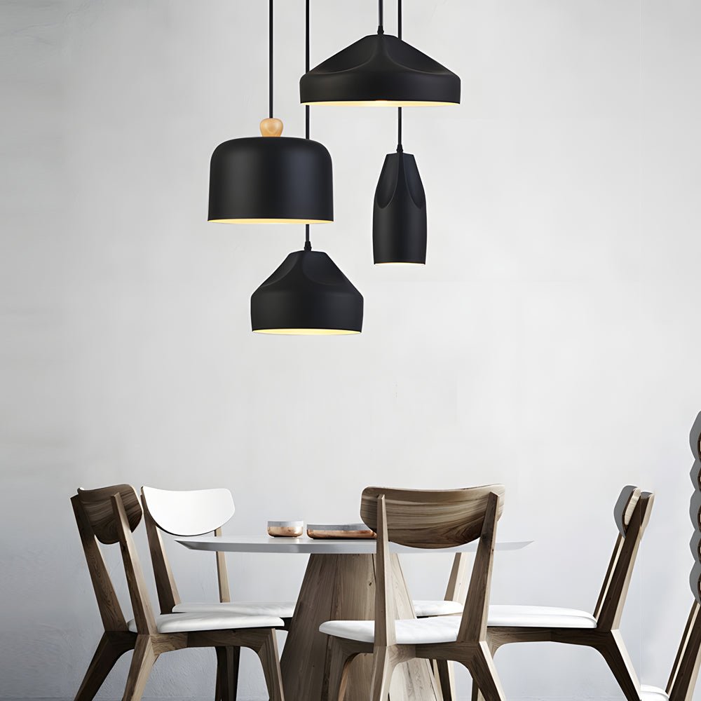 Pleat Box LED Pendant Light 1 - Light Black/White Aluminum Hanging Lamp