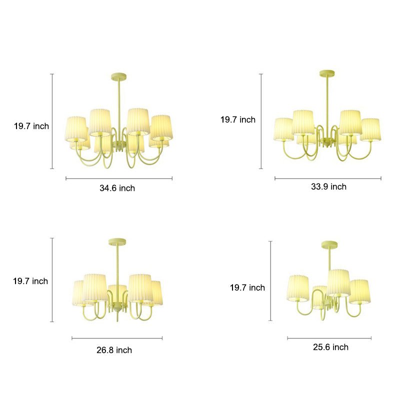 Pleated Fabric Retro Pastoral Green French Style Chandelier Hanging Lights