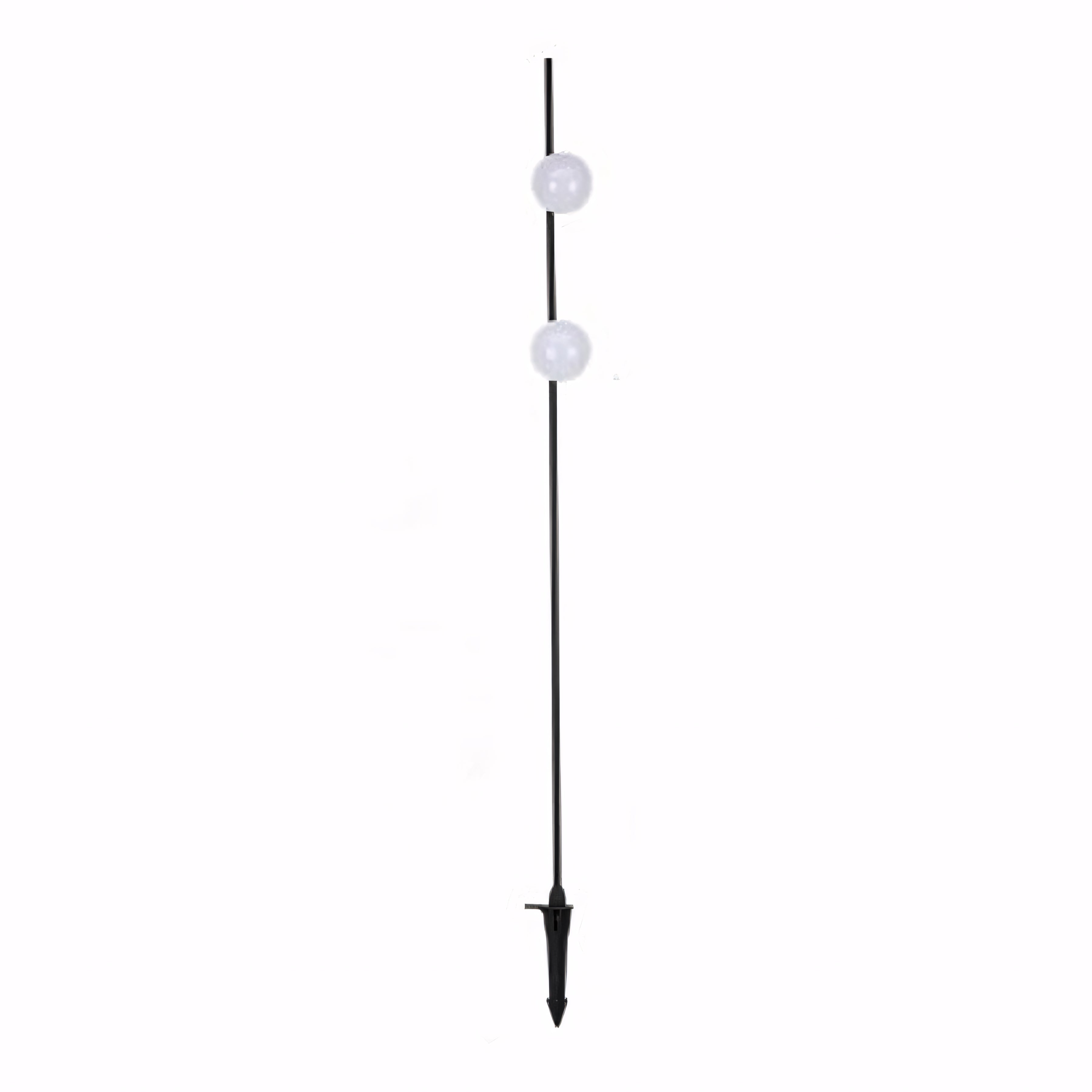 Single stake light with pointed finial top designed for simple garden accent lighting