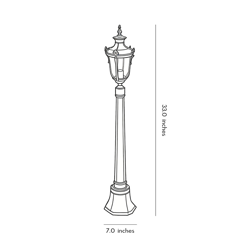 Line drawing of poles for yard lights dimensions, providing installation specifications.