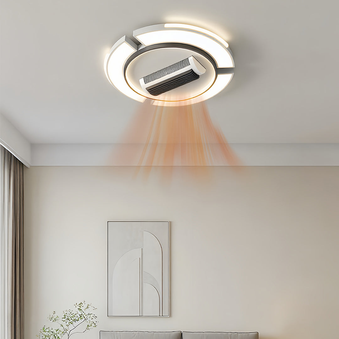 Modern bladeless ceiling fan with integrated LED light and sleek design for stylish interiors