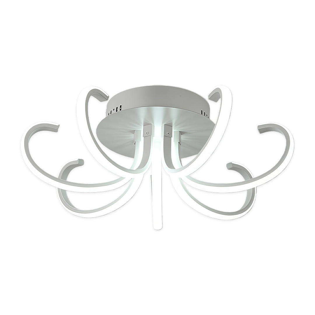 Flush mount led lighting with polished chrome and artistic LED arm configuration