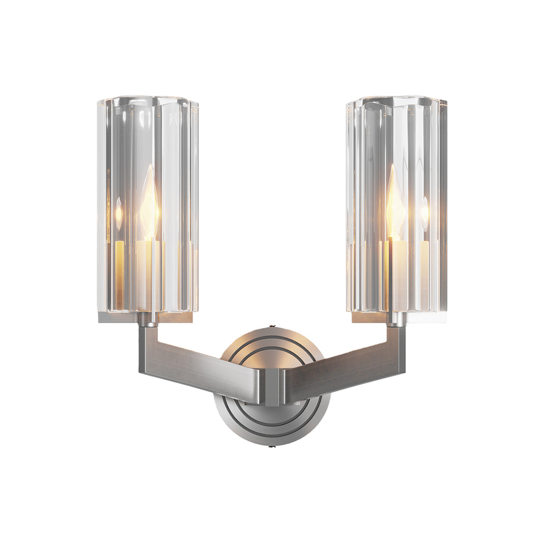 Modern luxury chandeliers style candle chandeliers in polished chrome with dual glass cylinders