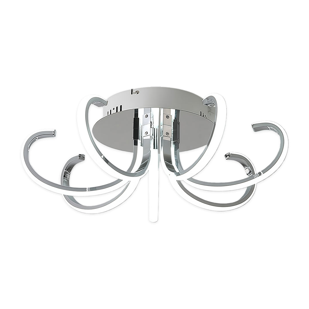 Modern luxury chandeliers inspired flush mount led lighting with polished chrome and LED arms