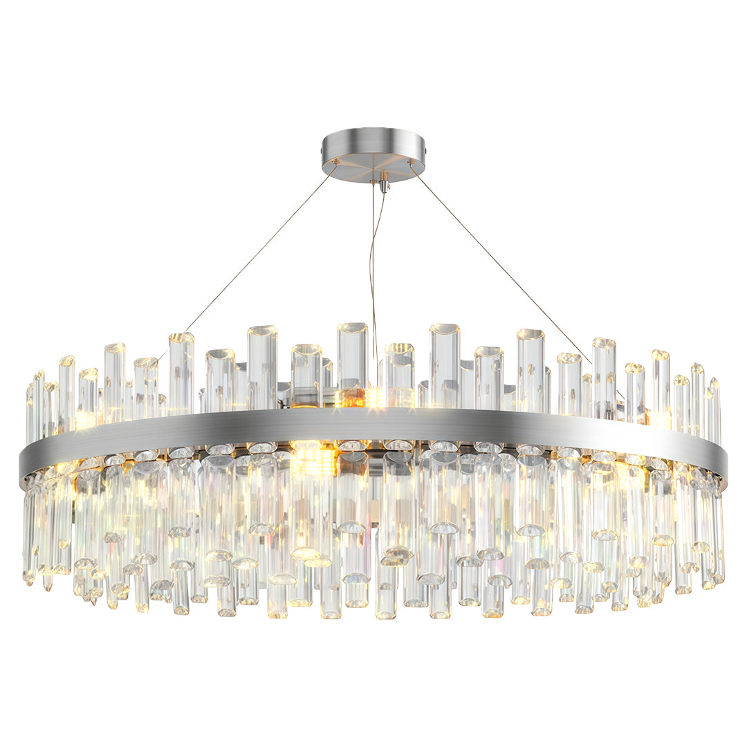 Modern luxury crystal chandelier style decorative wall sconce candle in polished chrome with crystals.