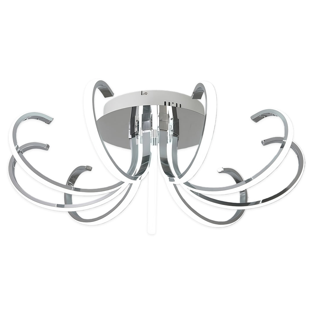 Flush mount led lighting with polished chrome and multi-directional LED arms