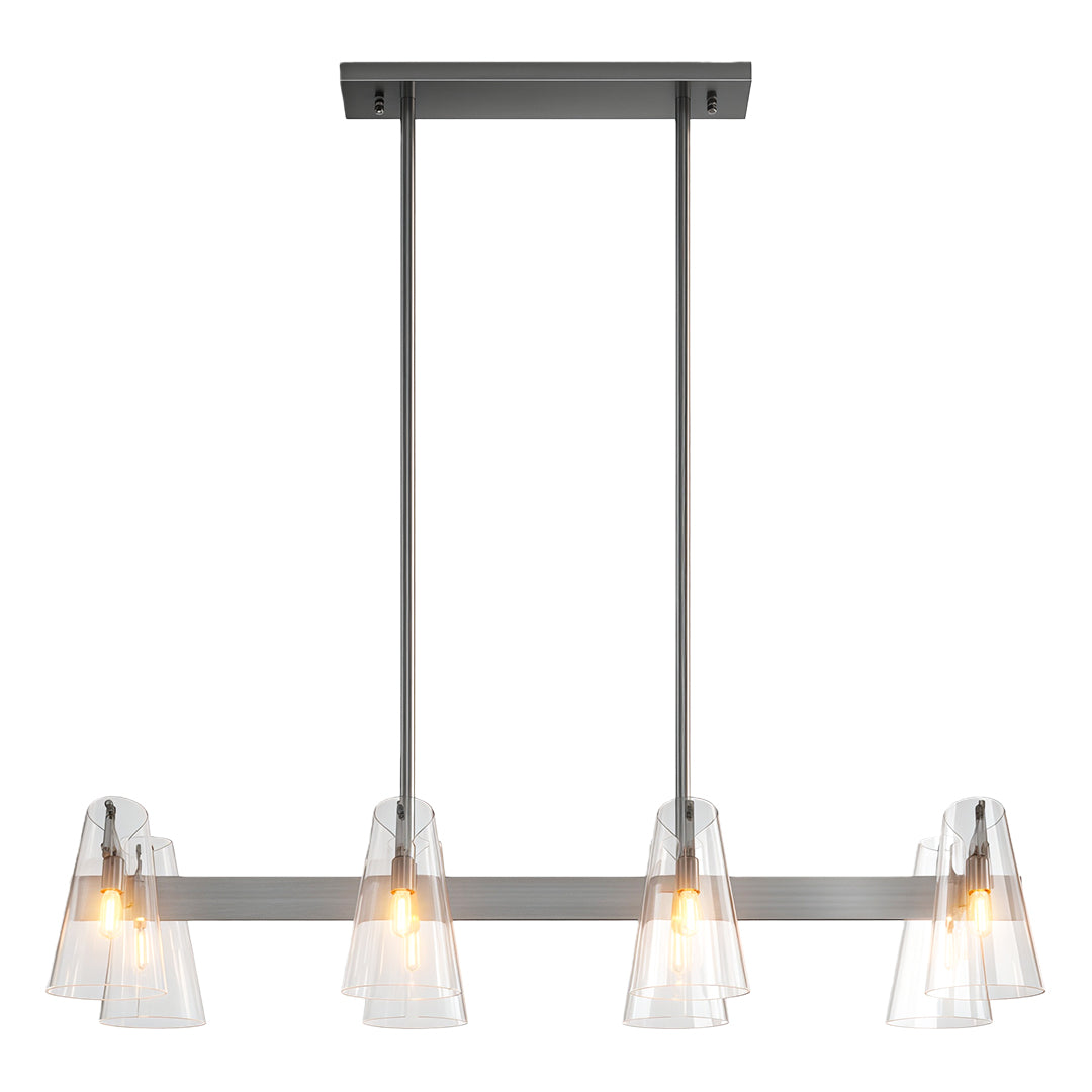 Glass flush mount lighting in polished chrome with rectangular configuration and clear shades