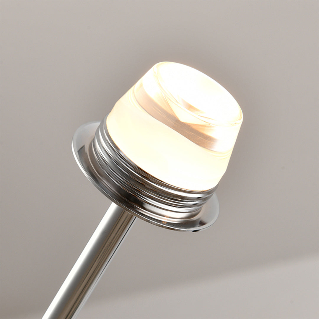 Elegant LED chandelier lights with polished chrome finish showcasing sophisticated bulb detail