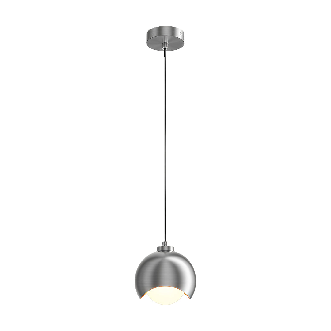 Glass pendant light fixture featuring polished chrome with spherical clear glass design