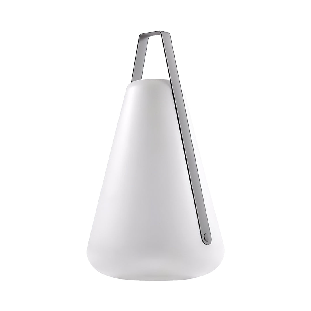 A contemporary portable led lantern in a cone shape with a refined matte finish, perfect for functional decorative lighting.