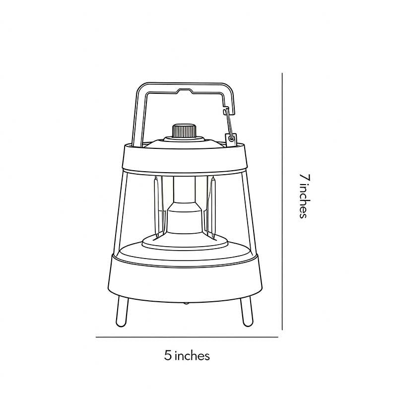 Technical diagram showing dimensions and structure of portable rechargeable LED lamp models.