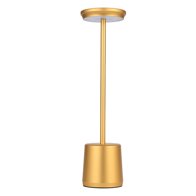 Portable rechargeable LED table lamp in brown, front view of the stylish design.