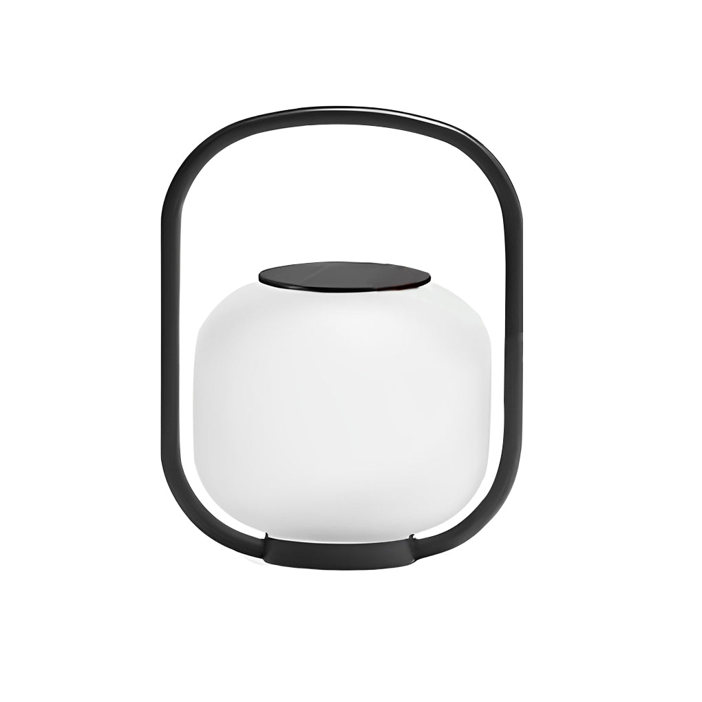 Portable solar lantern in minimalist design, displayed against a white background.