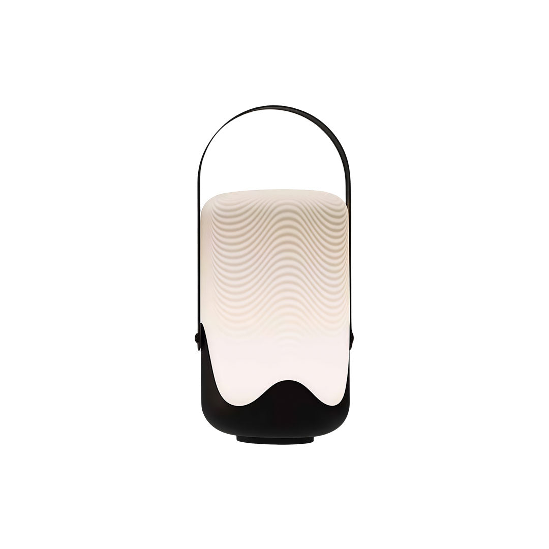 Portable solar lanterns with a sleek design, providing ambient lighting.