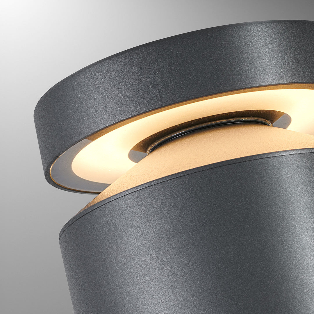 Close-up detail of pathway LED light showing premium construction and warm light emission design