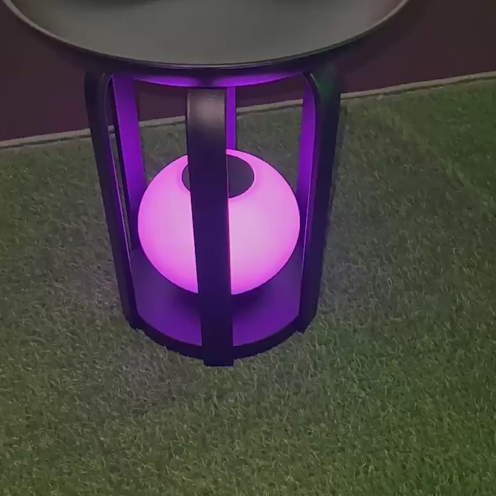 Load video: Round RGB Waterproof Flower Stand Tea Table Modern Solar Outdoor Light