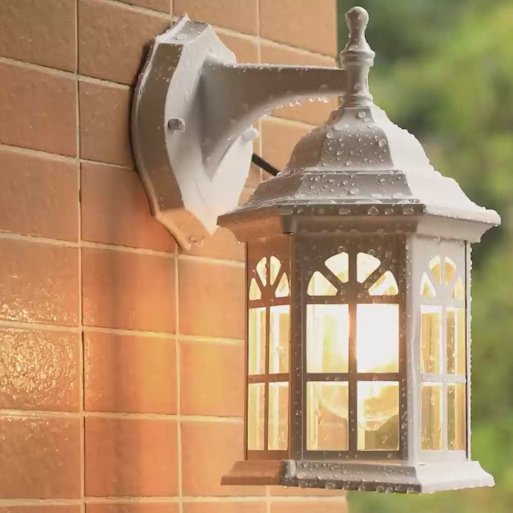 Load video: Waterproof Aluminum Alloy Glass LED European Style Outdoor Wall Lights