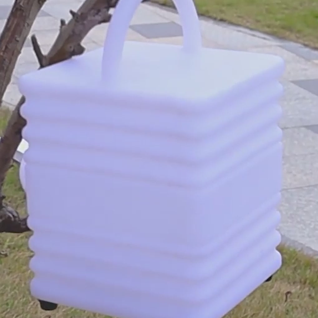Load video: Square Waterproof LED White Modern Portable Outdoor Lanterns with Remote