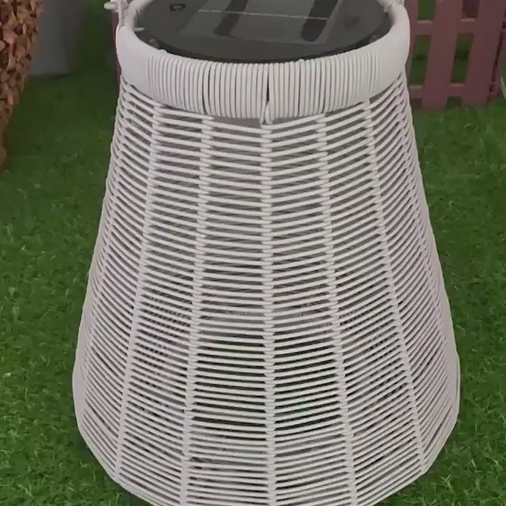 Load video: Portable Rattan LED Waterproof Retro Solar Powered Outdoor Lanterns