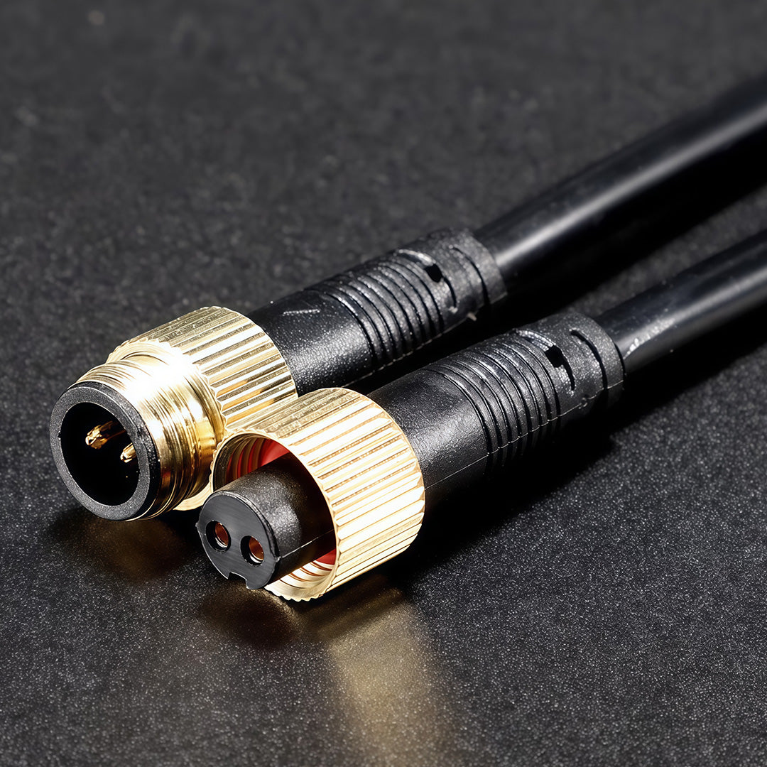 Professional-grade DIY wall wash lighting connector with glass shade chandelier design showing brass coupling and cable assembly.