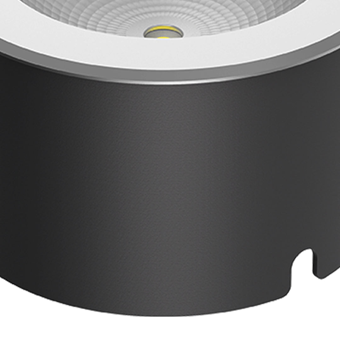 Professional in-ground light fixture with black housing and precision-engineered mounting system