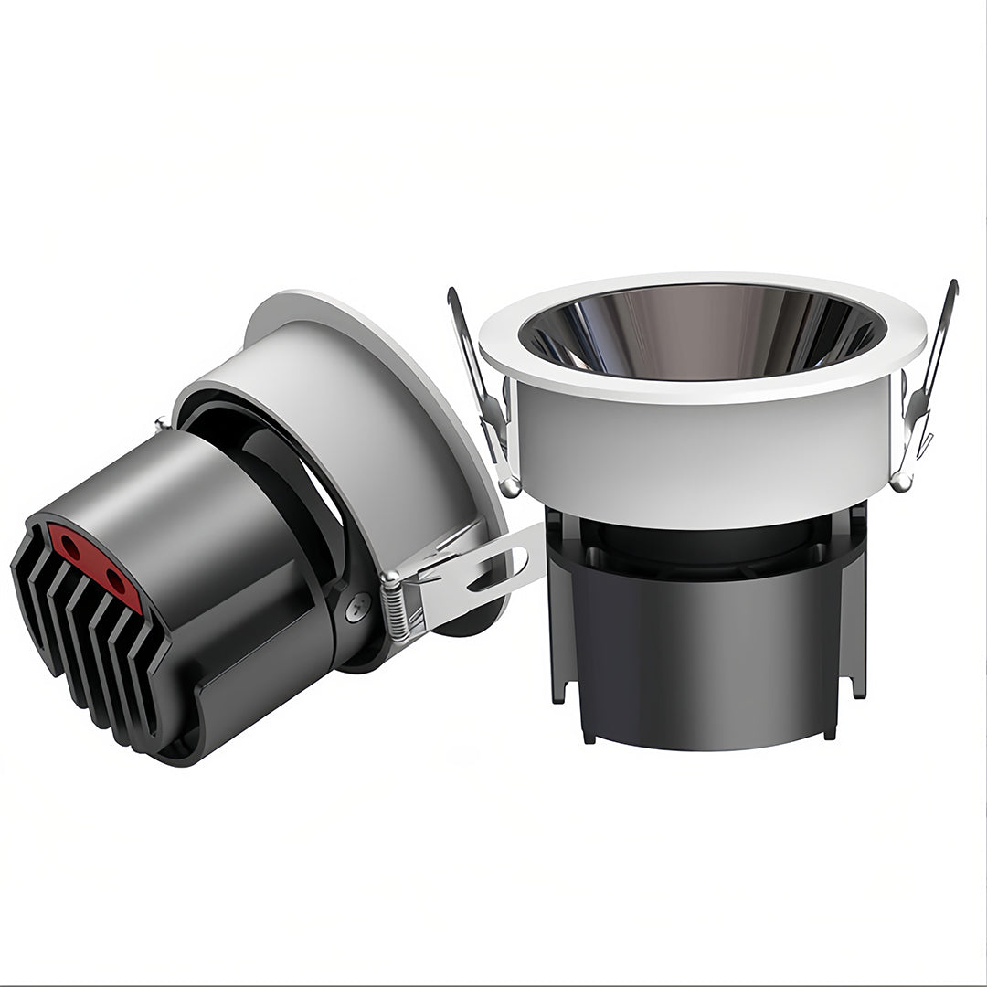 Professional LED indoor ceiling spotlights component with glass shade chandelier design and chrome trim ring for installation.