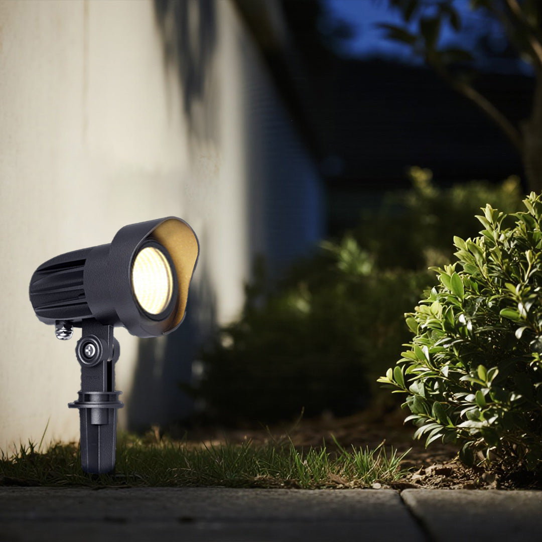 Professional outdoor spotlight with directional capability for architectural and garden accent lighting
