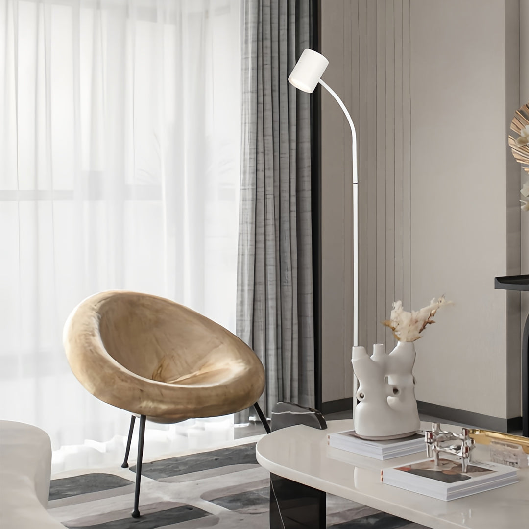 Professional tall floor lamps setup in luxury bedroom with modern furniture accents
