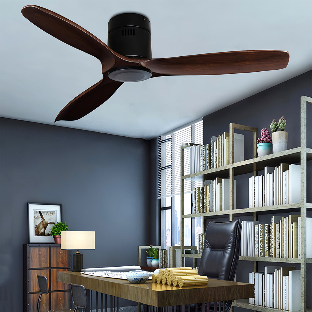 Professional wooden ceiling fans with light in modern office or study room environment