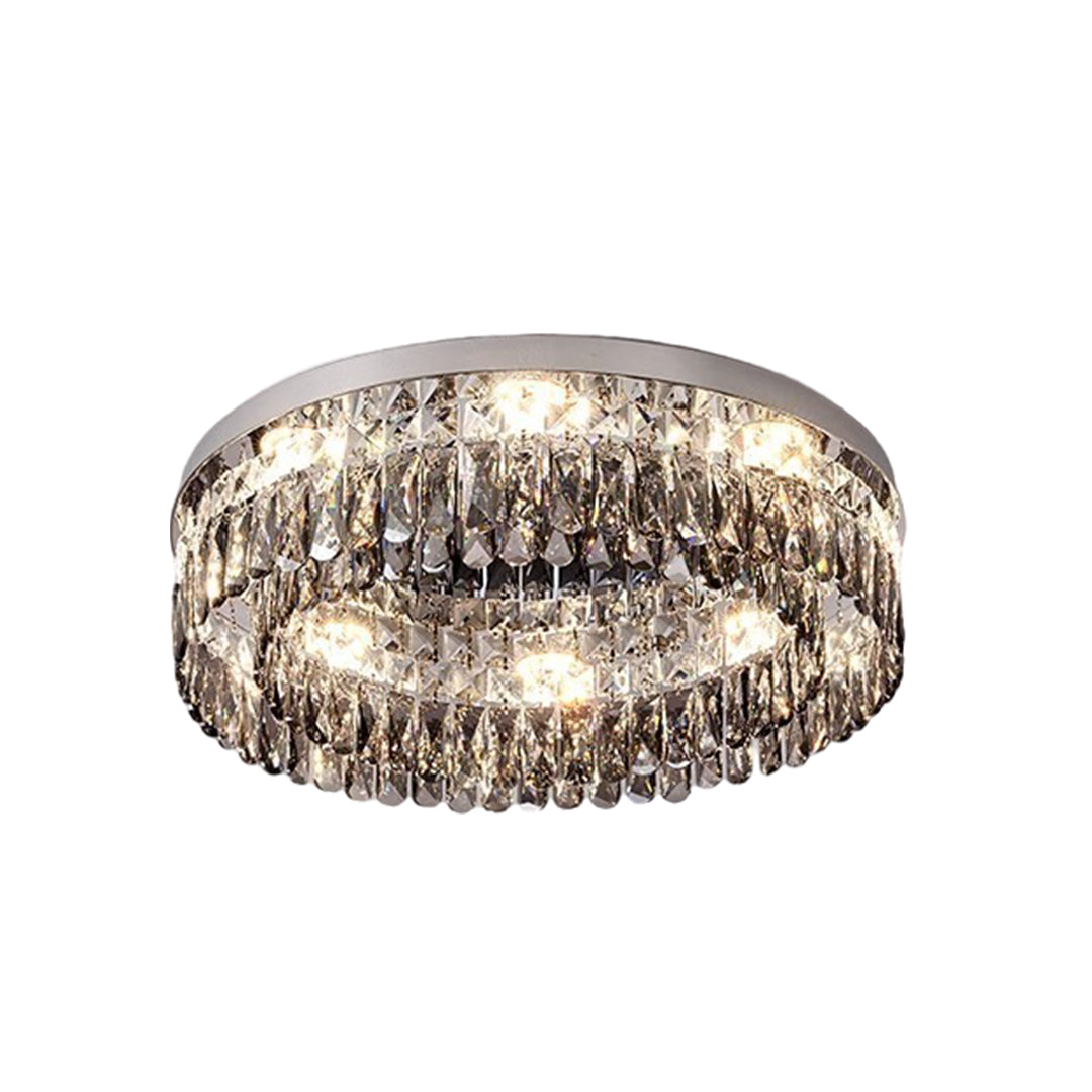 Elegant crystal ceiling round led lights chandelier with circular design and sparkling crystal accents